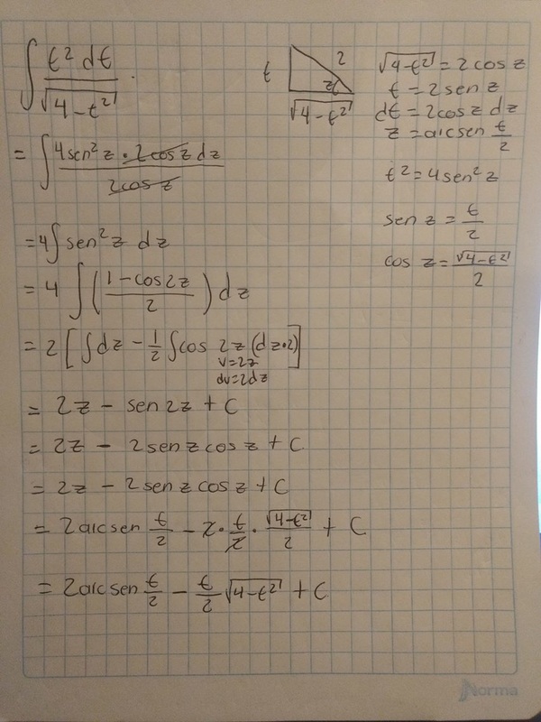 Segundo ejemplo de integración por sustitución trigonométrica